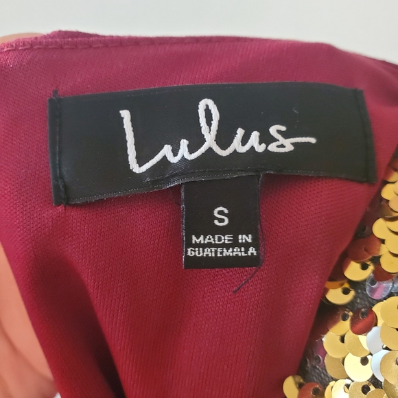 Lulus's Faux Wrap Mini Dress in Wine - Picture 3 of 7